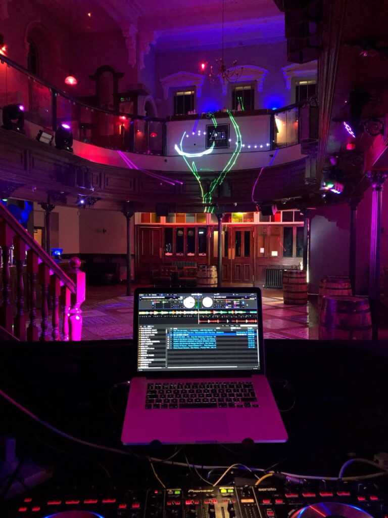 DJ Andy B with his professional DJ setup